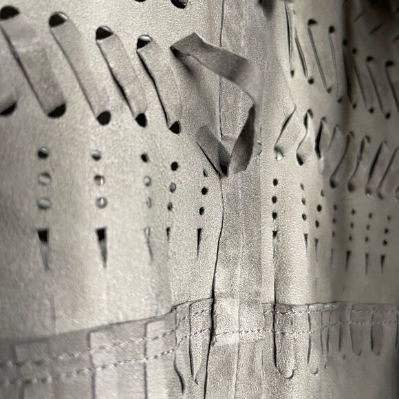 Elie Tahari Harley Laser-Cut Suede Coat, Cocoa - Picture 6 of 11